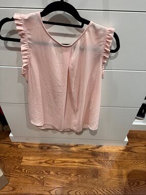 Forever 21 Pink Ruffle Sleeve Chiffon Top